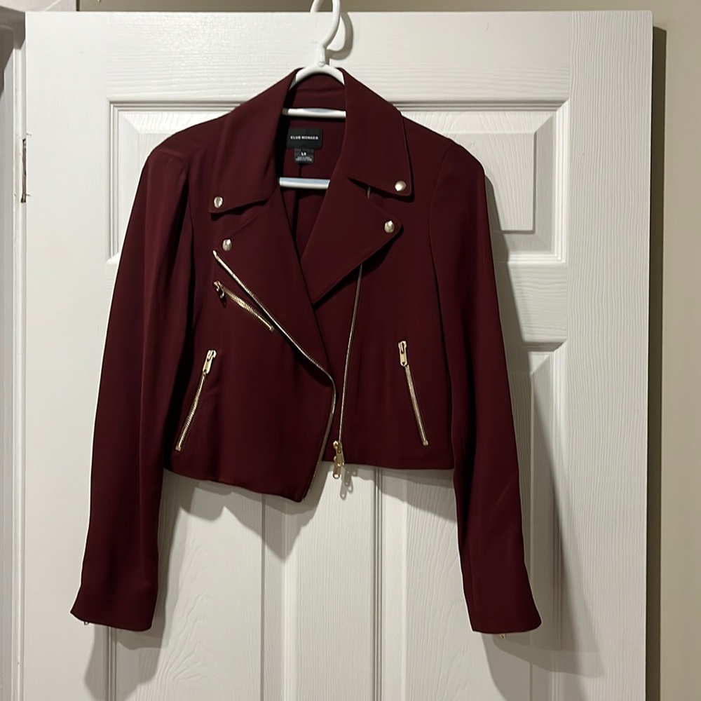 Club Monaco burgundy moto jacket size S